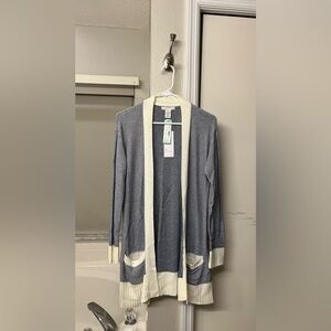 NWT Design History Trimmed Open Cardigan/Duster Sweater